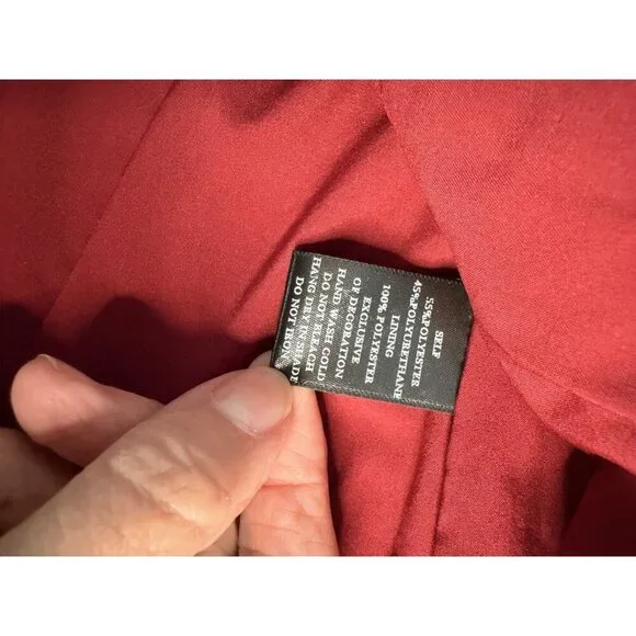 Rosevelvet Red Faux Leather Blazer Jacket Women’s Med Lined One Button Vegan - Picture 4 of 8
